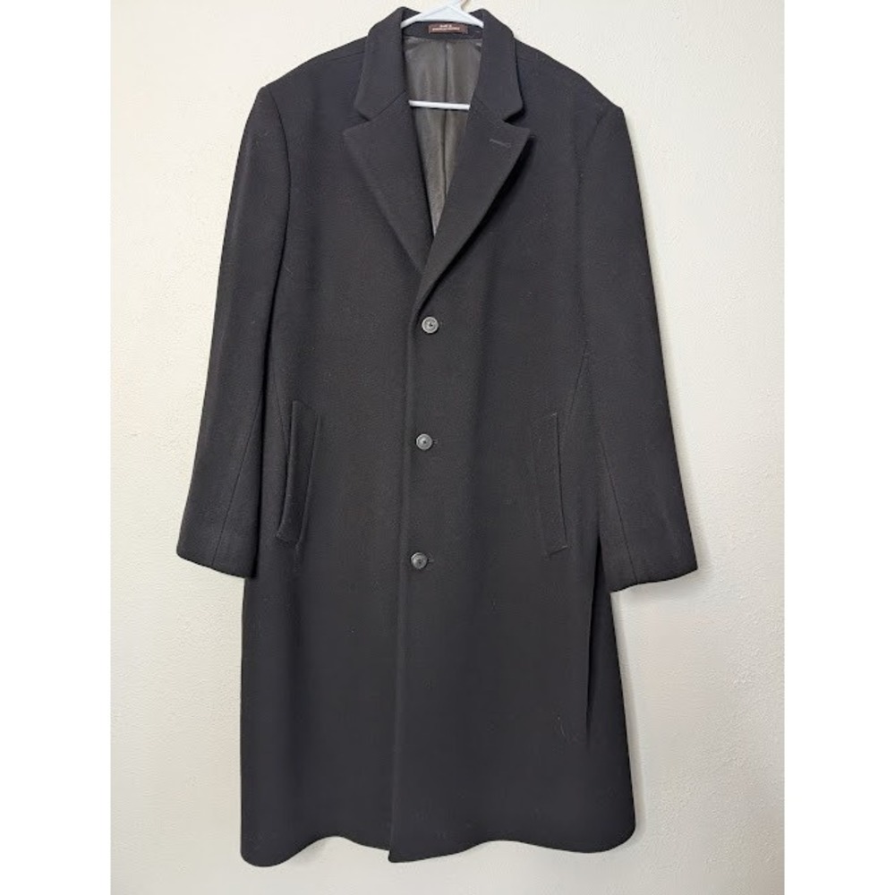 Michael Kors Men's Black Wool Blend Overcoat Jacket Black 46R Old‎ Money Long